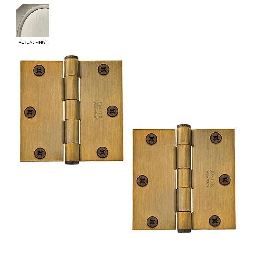 Emtek Heavy Duty Steel Plain Bearing Hinge, 3.5" x 3.5" with Square Corners Pewter