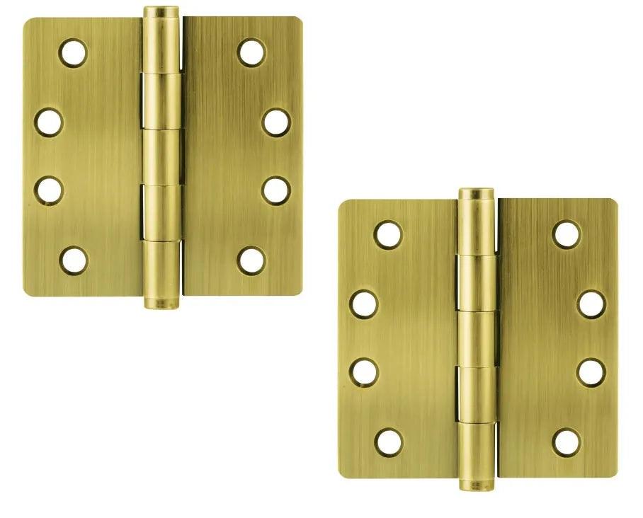Emtek Heavy Duty Steel Plain Bearing Hinge, 4" x 4" with 1/4" Radius Corners French Antique