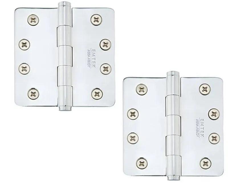 Emtek Heavy Duty Steel Plain Bearing Hinge, 4" x 4" with 1/4" Radius Corners Polished Chrome