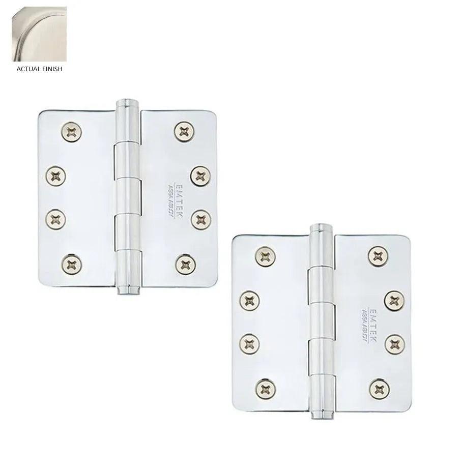 Emtek Heavy Duty Steel Plain Bearing Hinge, 4" x 4" with 1/4" Radius Corners Satin Nickel