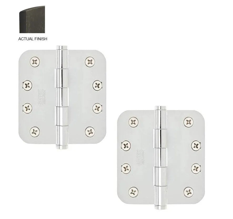 Emtek Heavy Duty Steel Plain Bearing Hinge, 4" x 4" with 5/8" Radius Corners Medium Bronze Patina