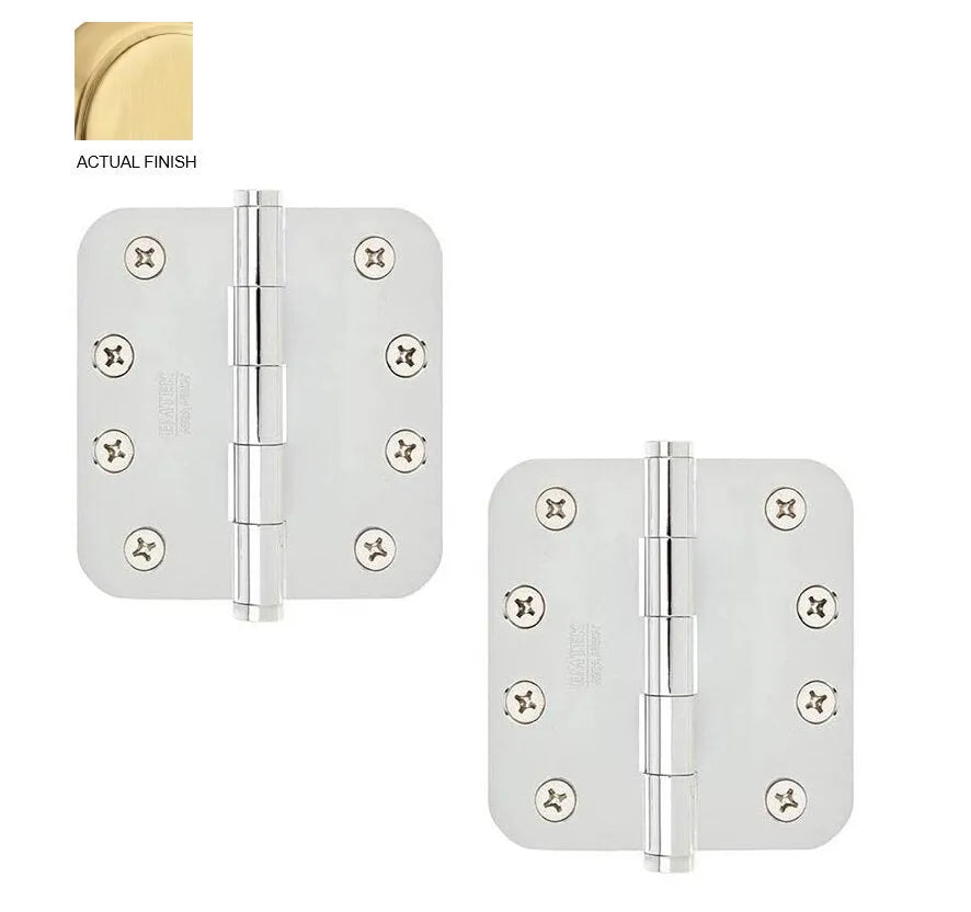 Emtek Heavy Duty Steel Plain Bearing Hinge, 4" x 4" with 5/8" Radius Corners Satin Brass