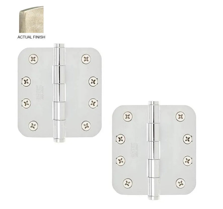Emtek Heavy Duty Steel Plain Bearing Hinge, 4" x 4" with 5/8" Radius Corners Tumbled White Bronze