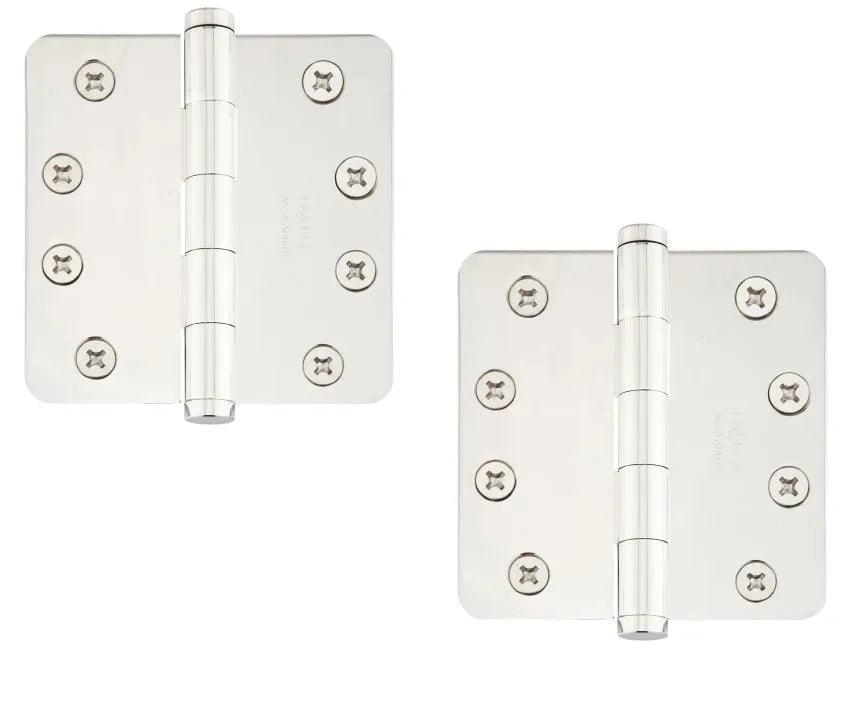 Emtek Heavy Duty Steel Plain Bearing Hinge, 4.5" x 4.5" with 1/4" Radius Corners Lifetime Polished Nickel