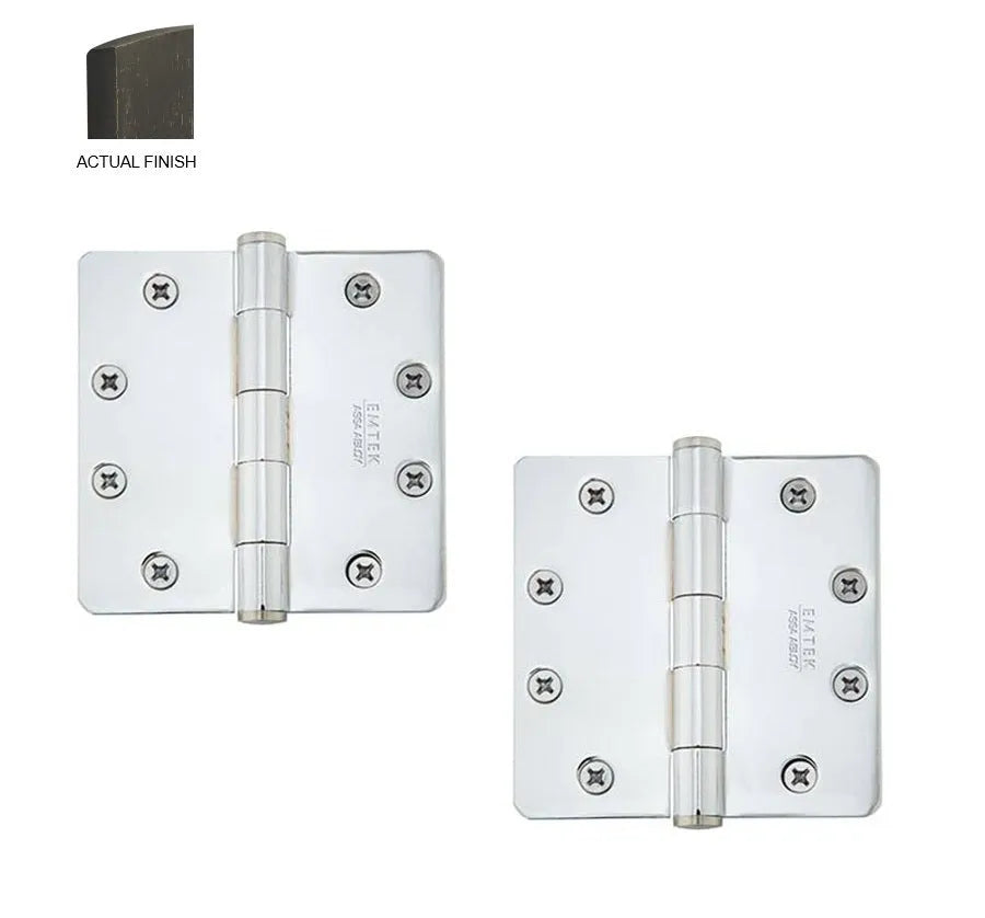 Emtek Heavy Duty Steel Plain Bearing Hinge, 4.5" x 4.5" with 1/4" Radius Corners Medium Bronze Patina