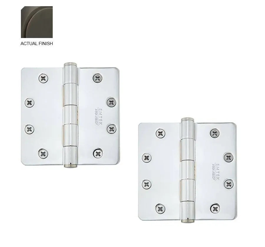 Emtek Heavy Duty Steel Plain Bearing Hinge, 4.5" x 4.5" with 1/4" Radius Corners Oil Rubbed Bronze