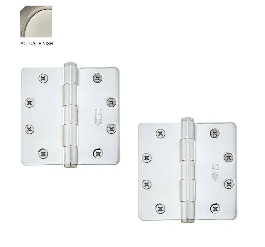 Emtek Heavy Duty Steel Plain Bearing Hinge, 4.5" x 4.5" with 1/4" Radius Corners Pewter