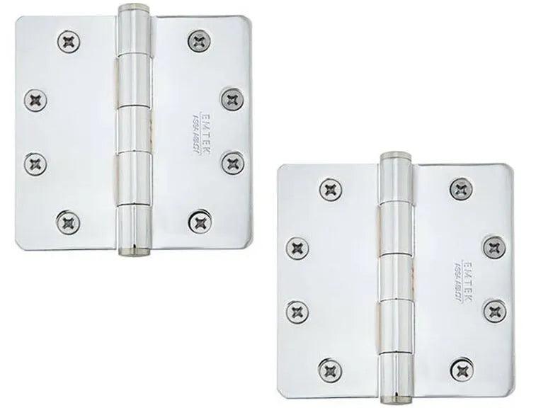 Emtek Heavy Duty Steel Plain Bearing Hinge, 4.5" x 4.5" with 1/4" Radius Corners Polished Chrome