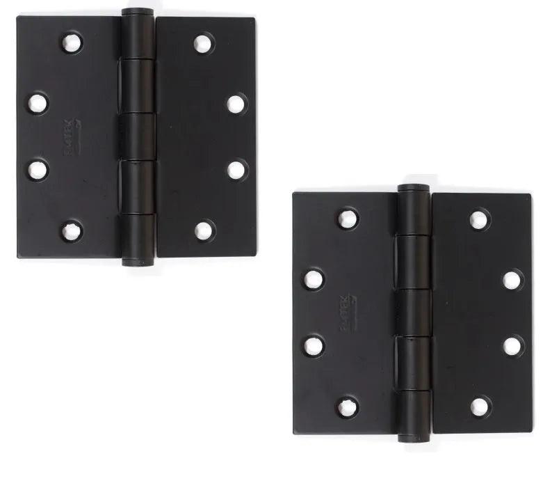 Emtek Heavy Duty Steel Plain Bearing Hinge, 4.5" x 4.5" with Square Corners Flat Black