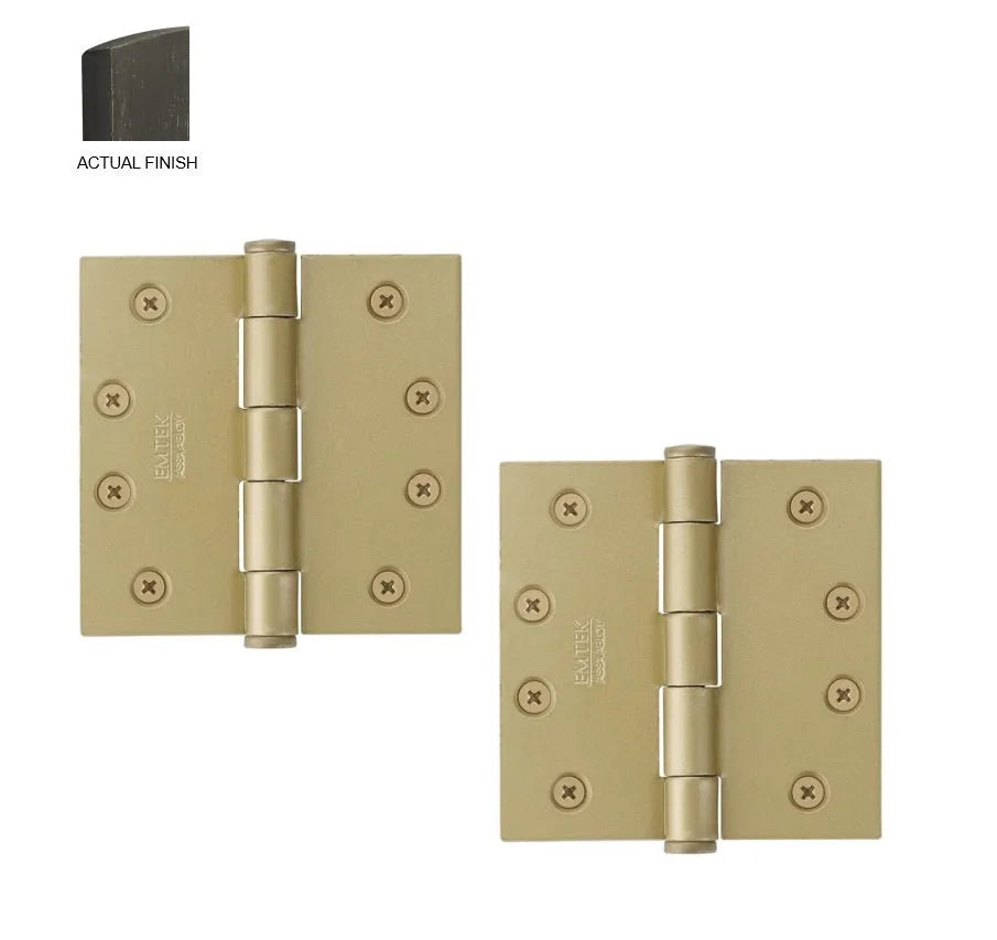 Emtek Heavy Duty Steel Plain Bearing Hinge, 4.5" x 4.5" with Square Corners Medium Bronze Patina
