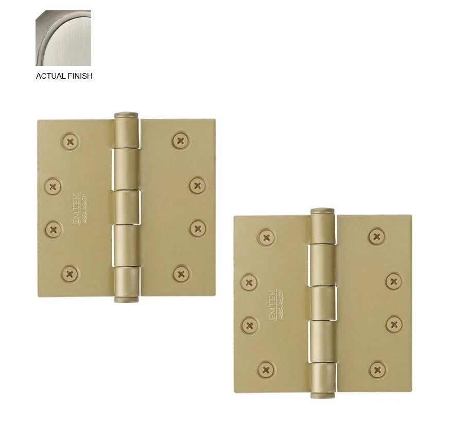 Emtek Heavy Duty Steel Plain Bearing Hinge, 4.5" x 4.5" with Square Corners Pewter