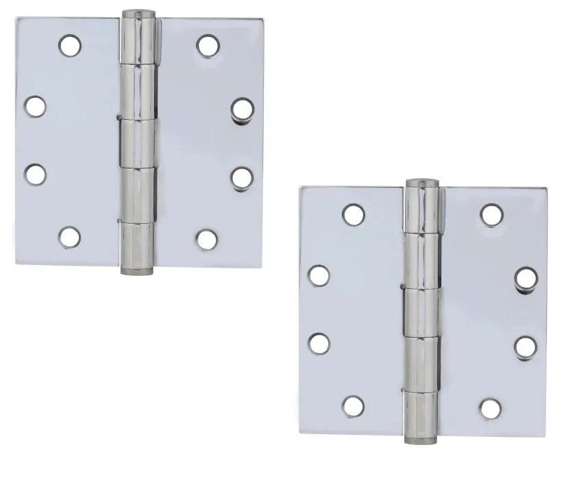 Emtek Heavy Duty Steel Plain Bearing Hinge, 4.5" x 4.5" with Square Corners Polished Chrome