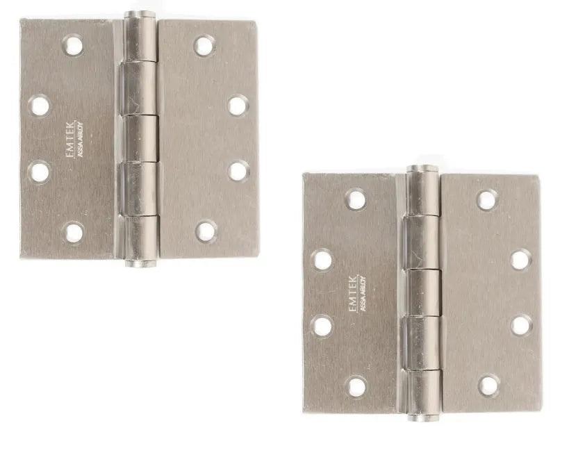 Emtek Heavy Duty Steel Plain Bearing Hinge, 4.5" x 4.5" with Square Corners Satin Nickel