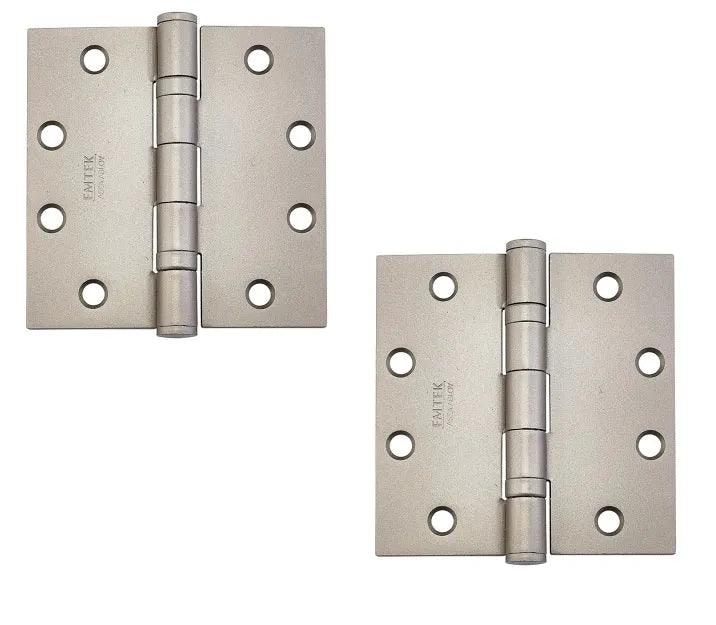 Emtek Heavy Duty Steel Plain Bearing Hinge, 4.5" x 4.5" with Square Corners Tumbled White Bronze