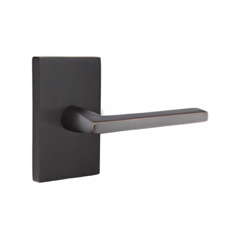 Emtek Helios Lever With Modern Rectangular Rosette in finish