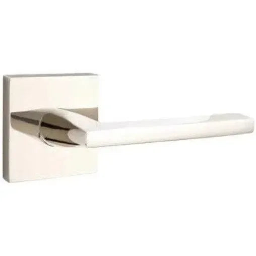 Emtek Helios Lever With Square Rosette in Lifetime Polished Nickel finish