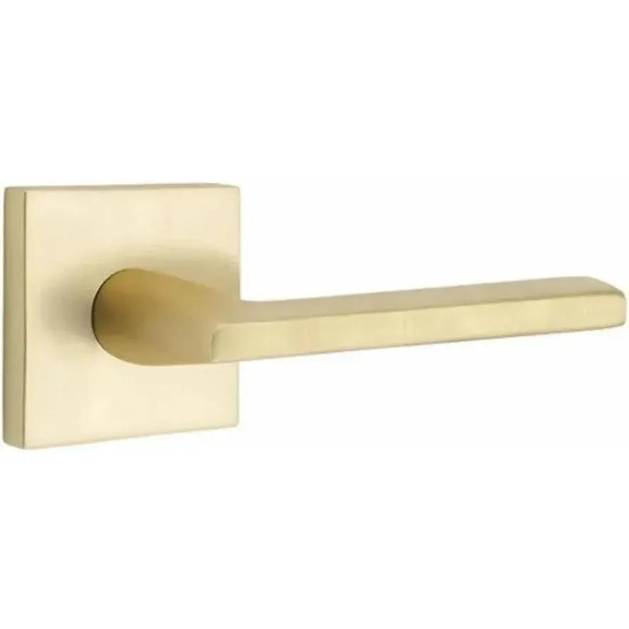 Emtek Helios Lever With Square Rosette in Satin Brass finish