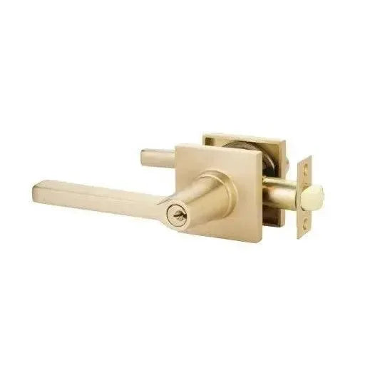 Emtek Helios Lever With Square Rosette in Satin Brass finish