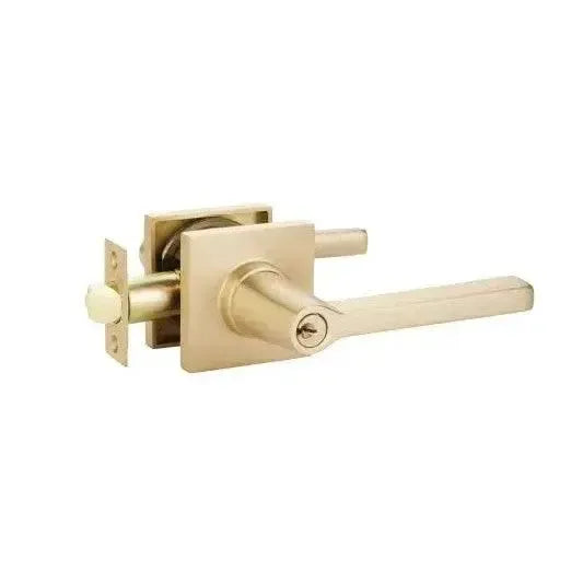 Emtek Helios Lever With Square Rosette in Satin Brass finish