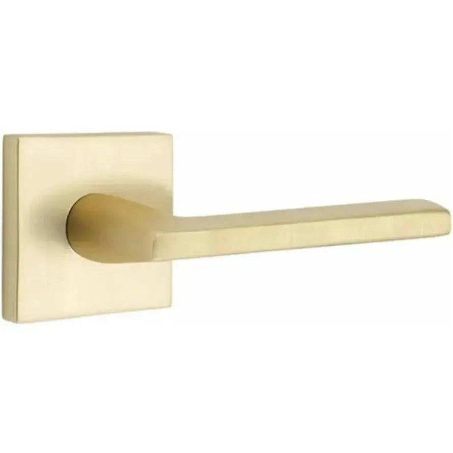 Emtek Helios Lever With Square Rosette in Satin Brass finish