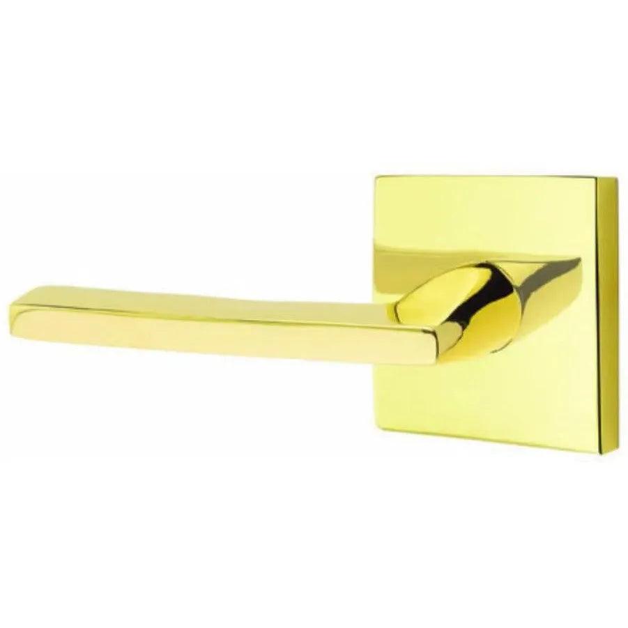 Emtek Helios Lever With Square Rosette Unlacquered Brass