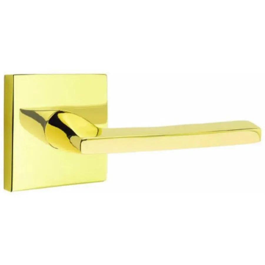Emtek Helios Lever With Square Rosette Unlacquered Brass