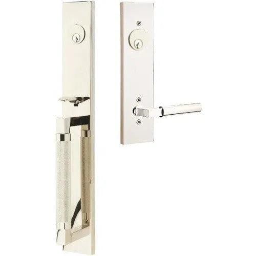 Emtek Hercules Knurled Full Length Tubular Entry Set with Hercules Lever Lifetime Polished Nickel