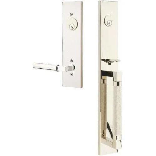 Emtek Hercules Knurled Full Length Tubular Entry Set with Hercules Lever Lifetime Polished Nickel