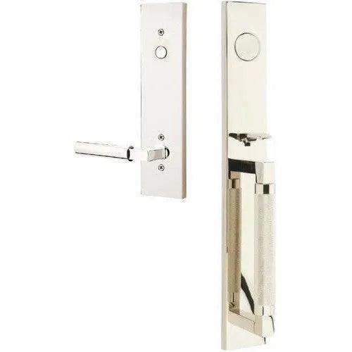 Emtek Hercules Knurled Full Length Tubular Entry Set with Hercules Lever Lifetime Polished Nickel