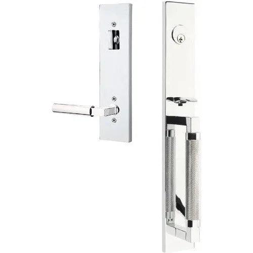 Emtek Hercules Knurled Full Length Tubular Entry Set with Hercules Lever Polished Chrome