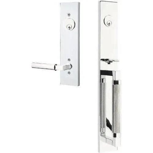Emtek Hercules Knurled Full Length Tubular Entry Set with Hercules Lever Polished Chrome