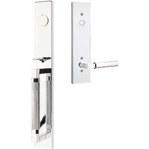 Emtek Hercules Knurled Full Length Tubular Entry Set with Hercules Lever Polished Chrome