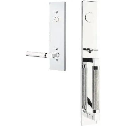 Emtek Hercules Knurled Full Length Tubular Entry Set with Hercules Lever Polished Chrome