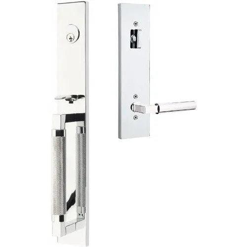 Emtek Hercules Knurled Full Length Tubular Entry Set with Hercules Lever Polished Chrome