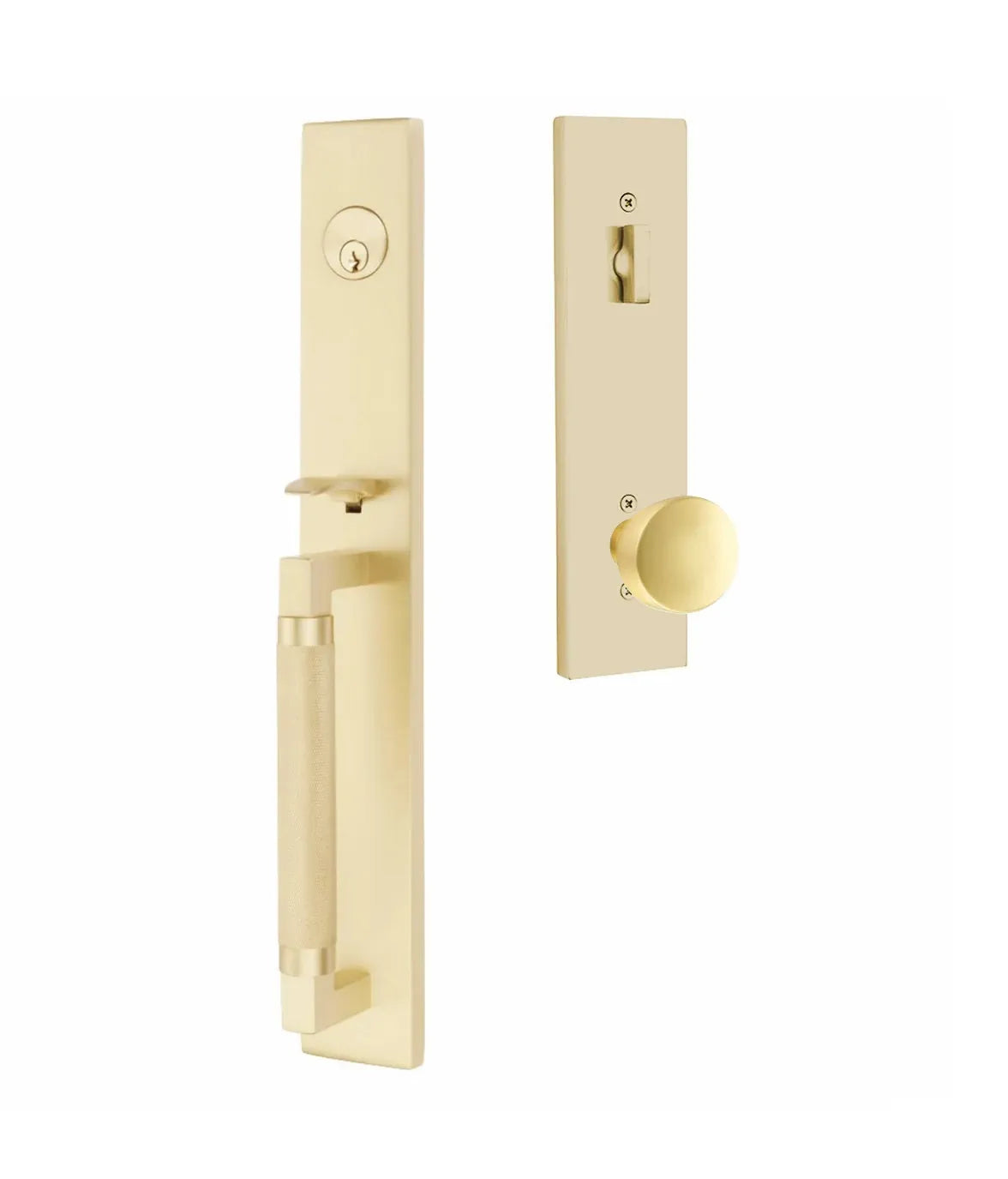 EmtekEmtek Hercules Knurled Full Length Tubular Entry Set with Laurent Knob in 