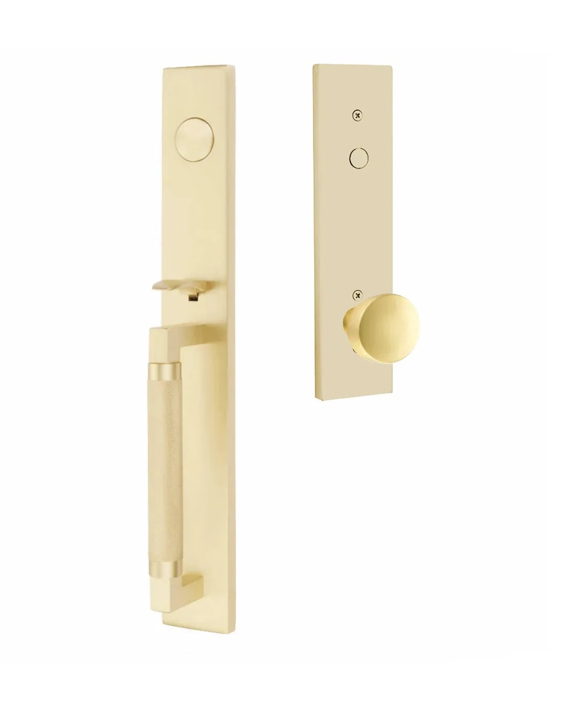 EmtekEmtek Hercules Knurled Full Length Tubular Entry Set with Laurent Knob in 