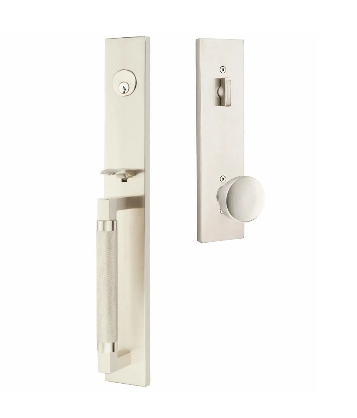 EmtekEmtek Hercules Knurled Full Length Tubular Entry Set with Laurent Knob in 