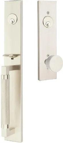 Emtek Hercules Knurled Full Length Tubular Entry Set with Round Knob in Lifetime Polished Nickel finish