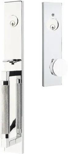 Emtek Hercules Knurled Full Length Tubular Entry Set with Round Knob in Polished Chrome finish