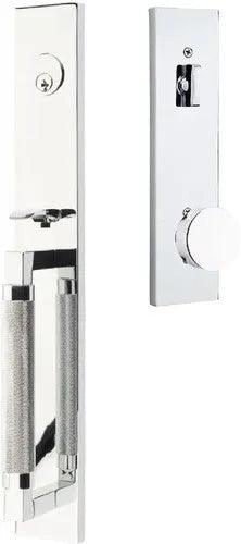 Emtek Hercules Knurled Full Length Tubular Entry Set with Round Knob in Polished Chrome finish