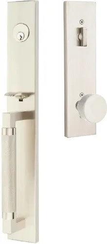 Emtek Hercules Knurled Full Length Tubular Entry Set with Round Knob in Satin Nickel finish