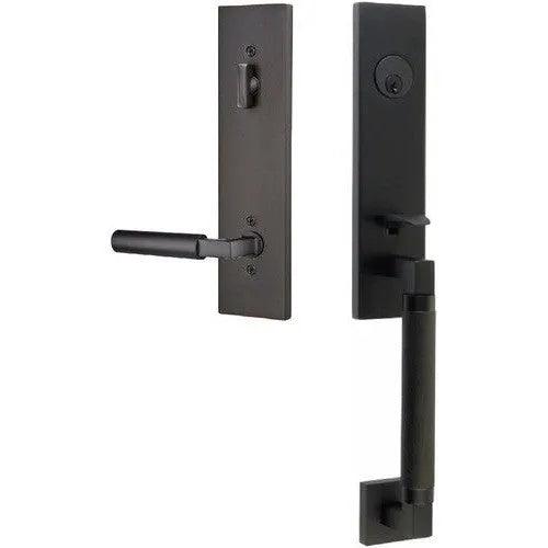 EmtekEmtek Hercules Knurled Monolithic Tubular Entry Set with Hercules Lever in 