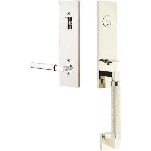 EmtekEmtek Hercules Knurled Monolithic Tubular Entry Set with Hercules Lever in 