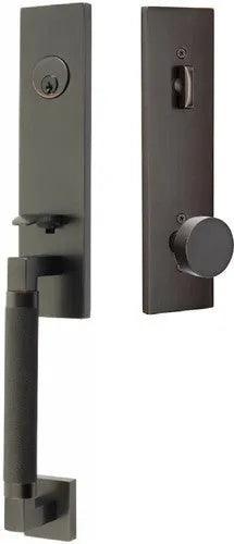 Emtek Hercules Knurled Monolithic Tubular Entry Set with Round Knob in finish