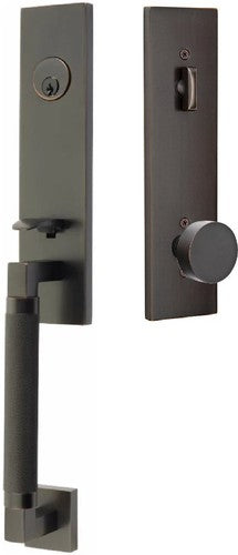 Emtek Hercules Knurled Monolithic Tubular Entry Set with Round Knob in finish