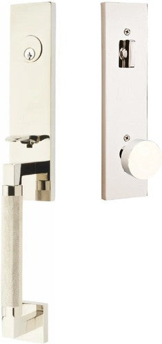 Emtek Hercules Knurled Monolithic Tubular Entry Set with Round Knob in finish