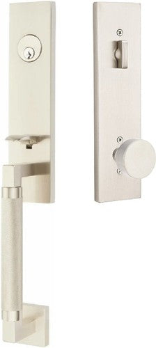 Emtek Hercules Knurled Monolithic Tubular Entry Set with Round Knob in finish