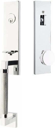 Emtek Hercules Knurled Monolithic Tubular Entry Set with Round Knob in finish