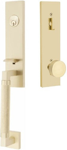 Emtek Hercules Knurled Monolithic Tubular Entry Set with Round Knob in finish