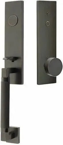 Emtek Hercules Knurled Monolithic Tubular Entry Set with Round Knob in Oil Rubbed Bronze finish